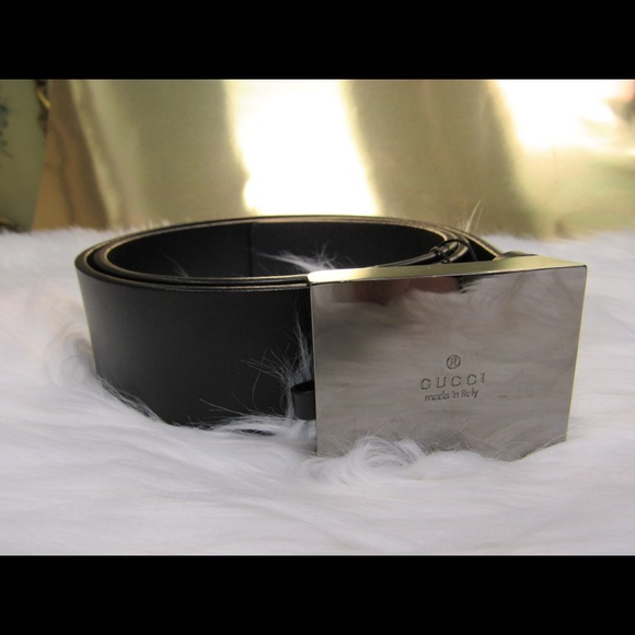 Gucci Other - Gucci Leather Black Belt Place card silver buckle
